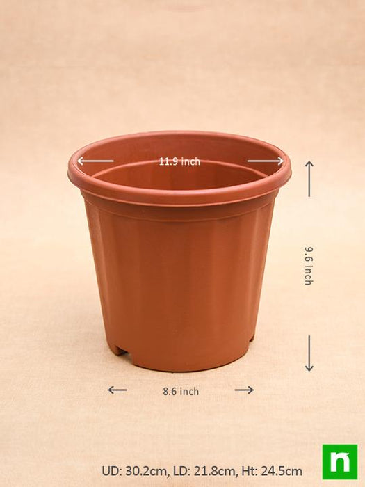 12 inch (30 cm) grower round plastic pot (terracotta color) (set of 3) 