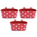 12 inch (30 cm) Polka Railing Oval Metal Planter (Set of 3)(Red)