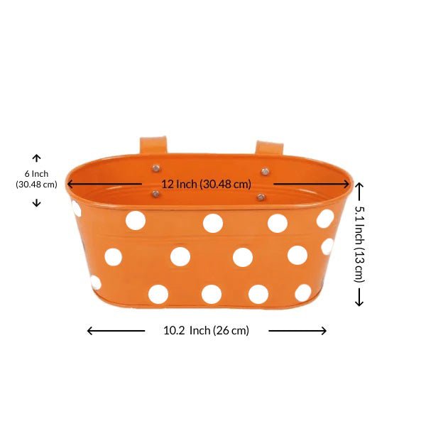 12 inch (30 cm) Polka Railing Oval Metal Planter