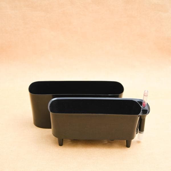 12 inch (30 cm) gw 04 self watering rectangle plastic planter (black) 