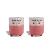 3.7 inch (9 cm) Cute Shy Girl Round Ceramic Pot (Set of 2)(White Pink)