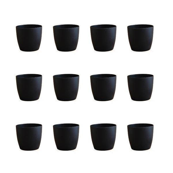 4.5 inch (11 cm) Ronda No. 1110 Round Plastic Planter (Set of 12)(Black)