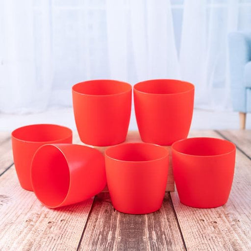 4.5 inch (11 cm) Ronda No. 1110 Round Plastic Planter (Set of 6)(Red)