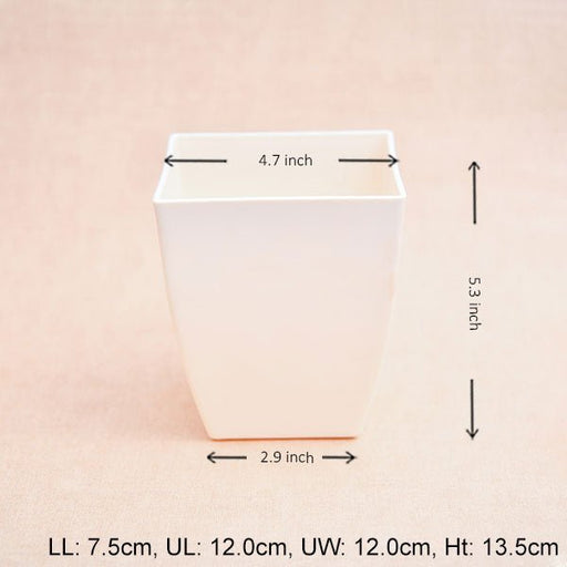 4.7 inch (12 cm) chatura no. 12 square plastic planter (ivory) (set of 6) 