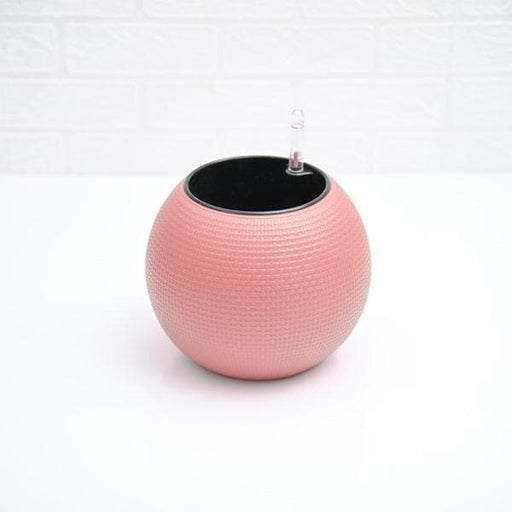 4.9 inch (12 cm) gw 01 self watering round plastic planter (pink) 