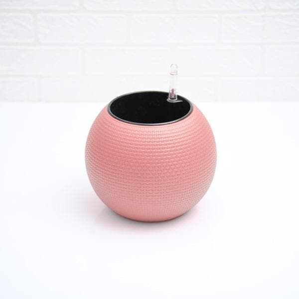 4.9 inch (12 cm) gw 01 self watering round plastic planter (pink) 