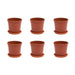 4 inch (10 cm) Grower Round Plastic Pot (Set fo 6)(Terracota)(With Plate)