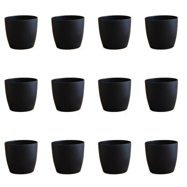 5.7 inch (14 cm) Ronda No.14.5 Round Plastic Planter (Set of 12)(Black)