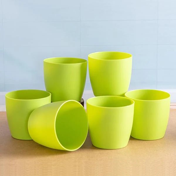 5.7 inch (14 cm) Ronda No.14.5 Round Plastic Planter (Set of 6)(Green)