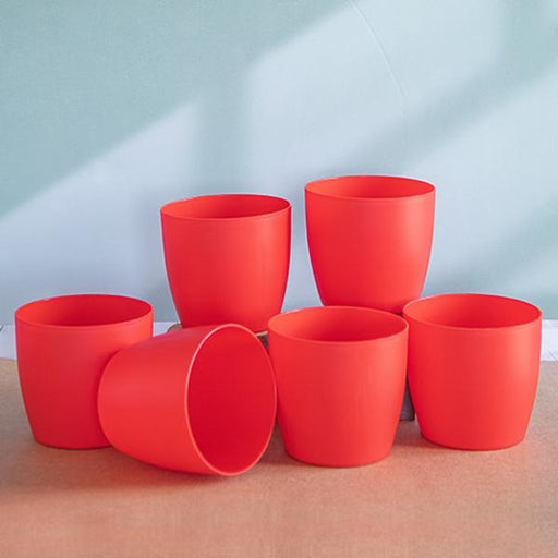 5.7 inch (14 cm) Ronda No.14.5 Round Plastic Planter (Set of 6)(Red)