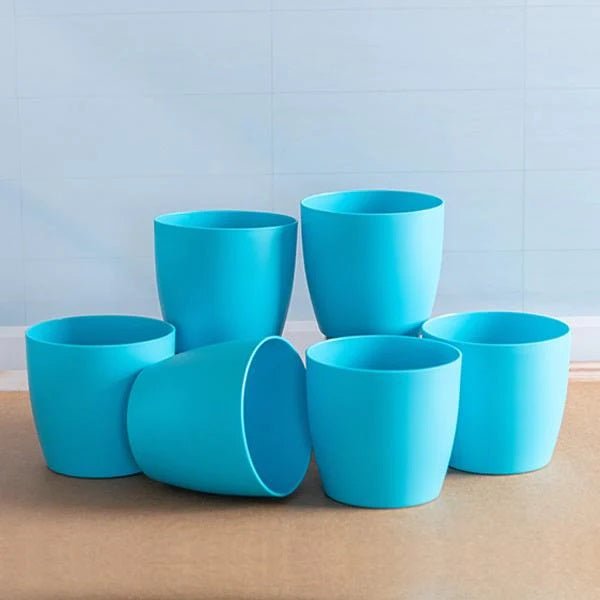 5.7 inch (14 cm) Ronda No.14.5 Round Plastic Planter (Set of 6)(Turquoise)