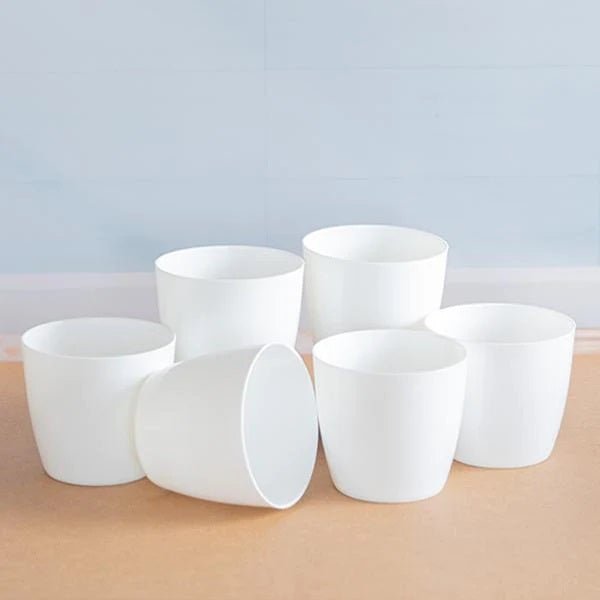 5.7 inch (14 cm) Ronda No.14.5 Round Plastic Planter (Set of 6)(White)