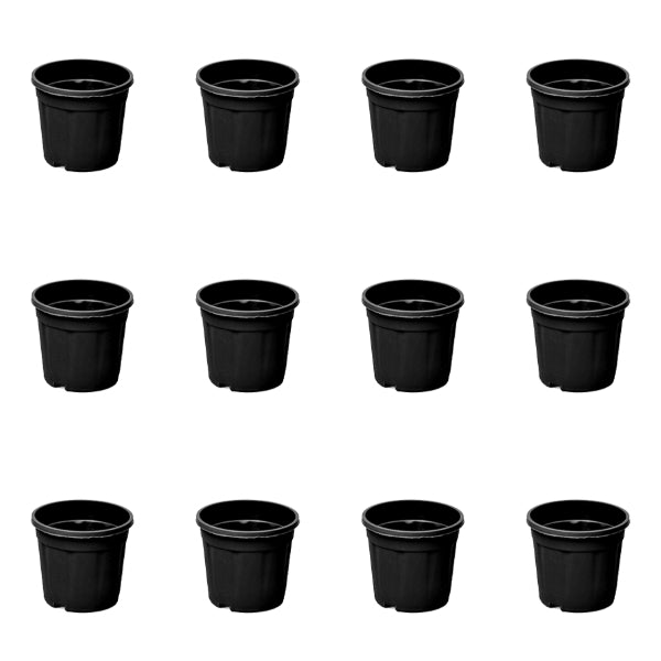 5 inch (13 cm) Grower Round Plastic Pot (Set of 12)(Black)(Without Plate)