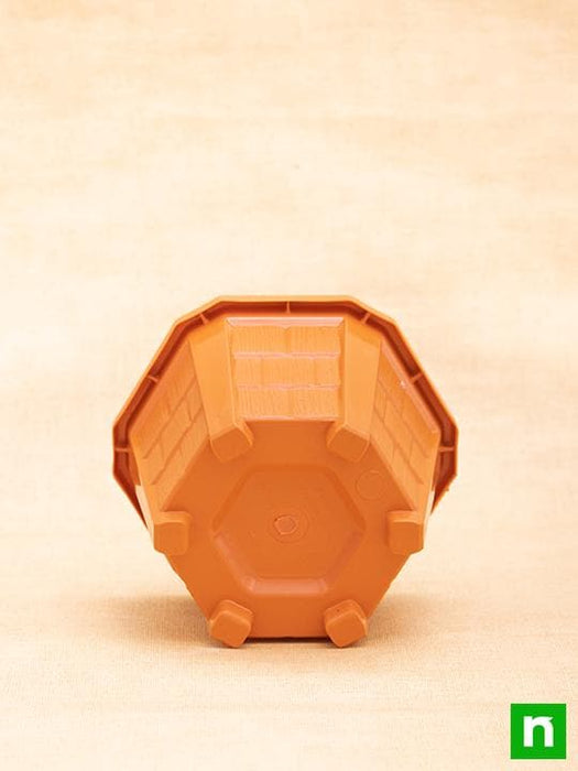 6.5 inch (17 cm) hexa no. 2 plastic planter (terracotta color) (set of 6) 