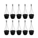 7.1 inch (18 cm) Corsica No. 18 Hanging Round Plastic Pot (Set of 10)(Black)