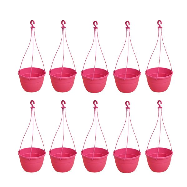 7.1 inch (18 cm) Corsica No. 18 Hanging Round Plastic Pot (Set of 10)(Dark Pink)