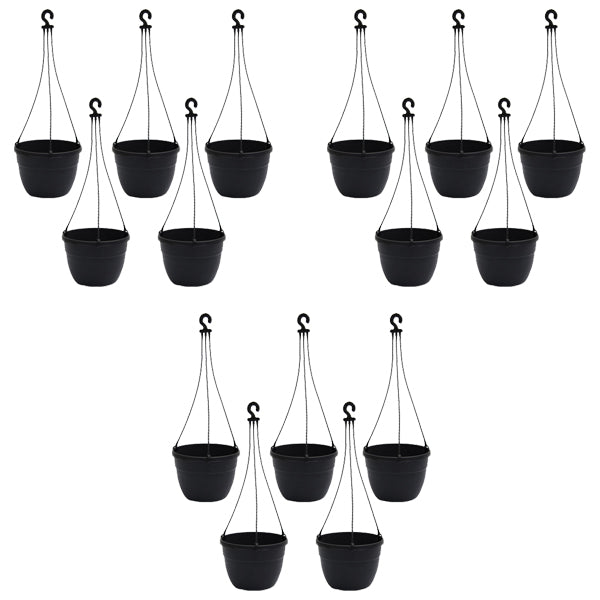 7.1 inch (18 cm) Corsica No. 18 Hanging Round Plastic Pot (Set of 15)(Black)