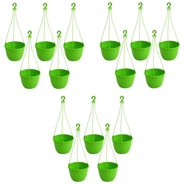 7.1 inch (18 cm) Corsica No. 18 Hanging Round Plastic Pot (Set of 15)(Green)