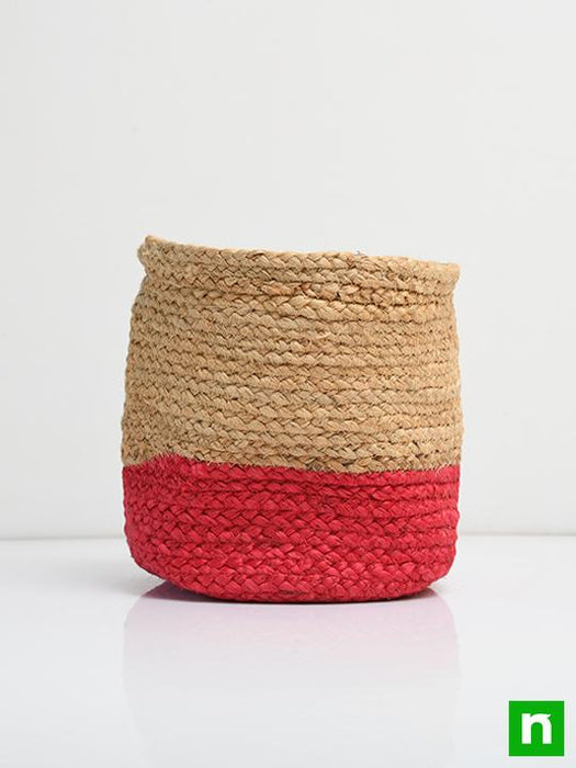 8 inch (20 cm) eco friendly jute planter (pink) 