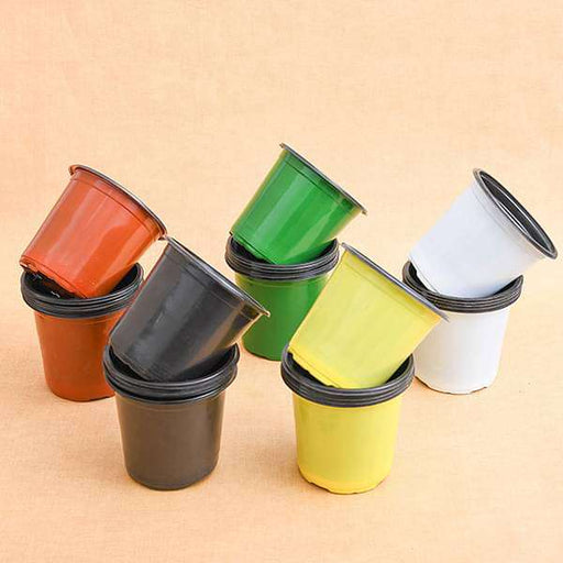 5.1 inch (13 cm) round plastic thermoform pot (mix color) - pack of 20