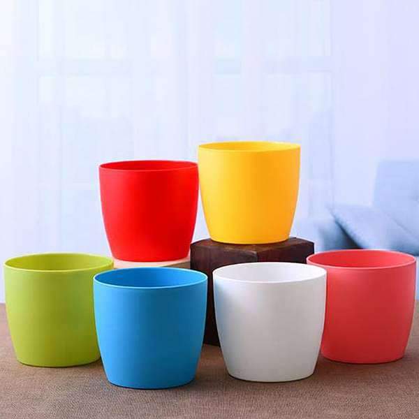 5.7 inch (14 cm) ronda no. 14.5 round plastic planter (mix color) - pack of 6