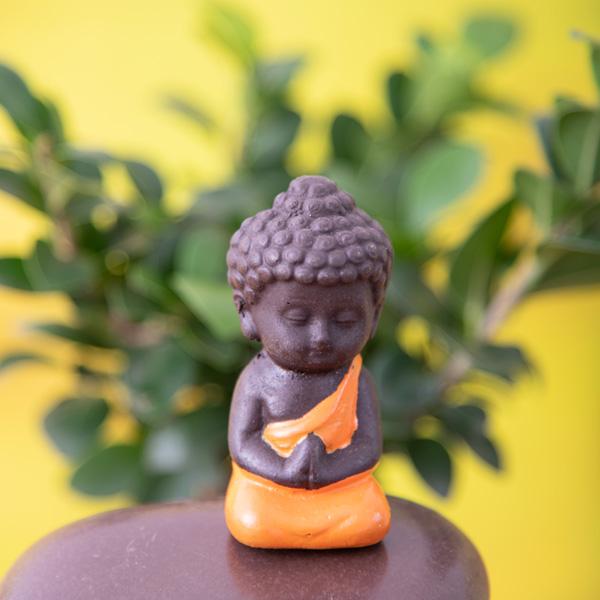 praying buddha plastic miniature garden toy (orange - 1 piece