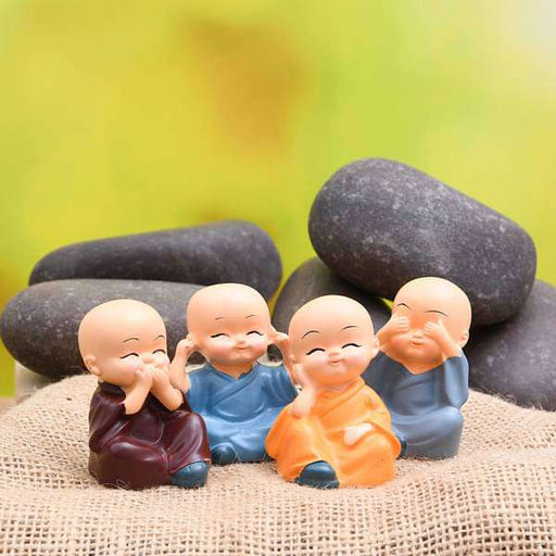 cute monks plastic miniature garden toys (big - 4 pieces