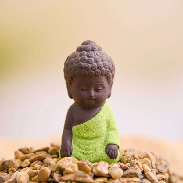 meditating buddha ceramic miniature garden toy (parrot green - 1 piece