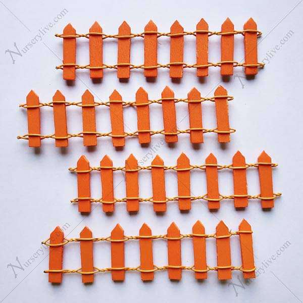 wooden fence miniature garden toys (orange) - 4 pieces