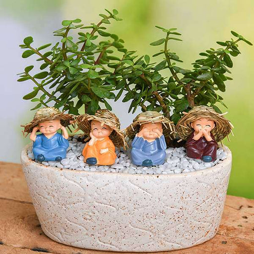 diy monks wishing feng shui good luck - miniature garden