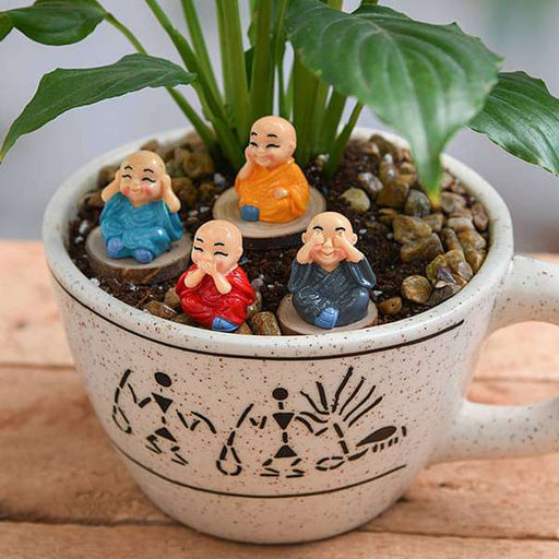 diy prosperity wishes from monks and plant - miniature garden