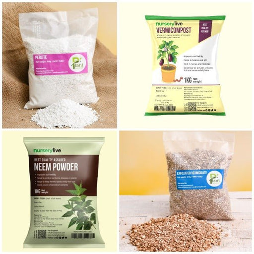 pack of 4 additives to make soil healthy and nutrient rich (vermicompost 