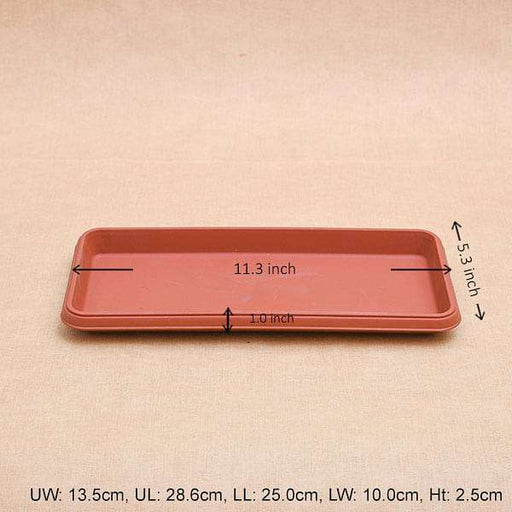 11.2 inch (28 cm) rectangle plastic plate for 11.8 inch (30 cm) bello window planter no. 30 pot (terracotta color) (set of 3) 