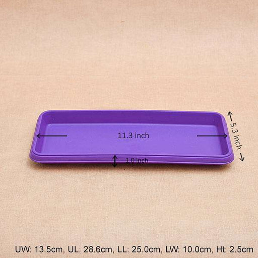 11.2 inch (28 cm) rectangle plastic plate for 11.8 inch (30 cm) bello window planter no. 30 pot (violet) (set of 3) 