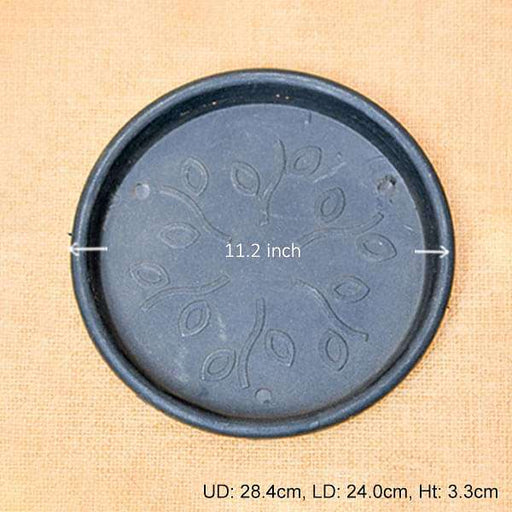 11.2 inch (28 cm) round plastic plate for 12 inch (30 cm) grower pots (black) (set of 3) 