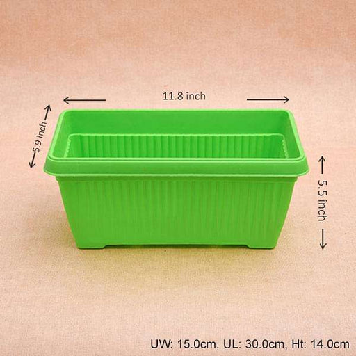 11.8 inch (30 cm) bello window planter no. 30 rectangle plastic pot (green) (set of 6) 