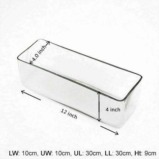 12 inch (30 cm) rectangle glass vase 