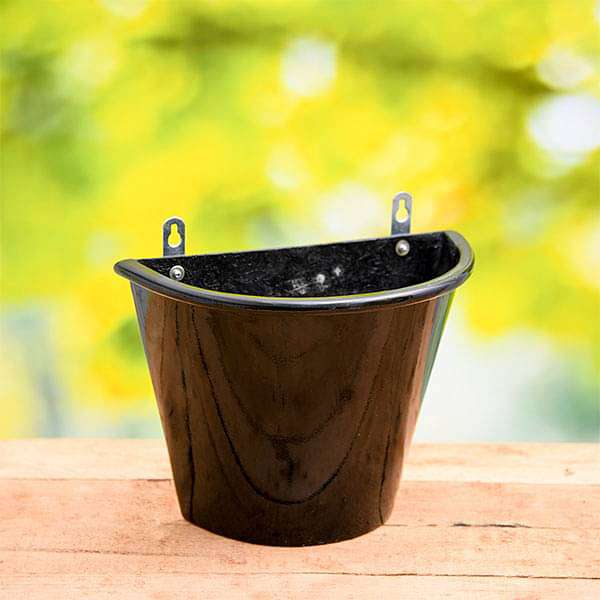 12 inch (30 cm) sml - 009 wall mounted d shaped fiberglass planter (black)