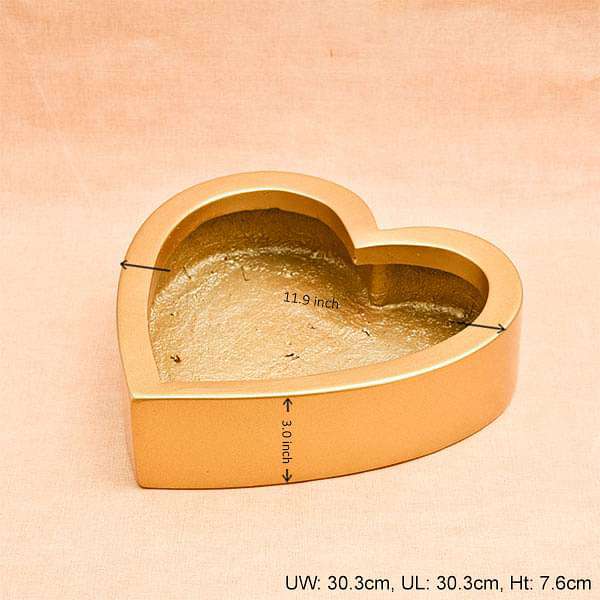 12 inch (30 cm) sml - 013 bonsai heart shaped fiberglass planter (golden color)