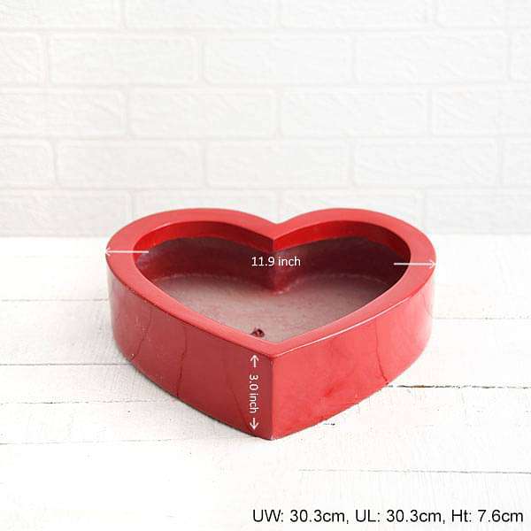 12 inch (30 cm) sml - 013 bonsai heart shaped fiberglass planter (red)