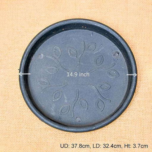 14.9 inch (38 cm) round plastic plate for 16 inch (41 cm) grower pots (black) (set of 3) 