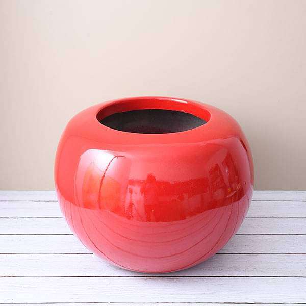 14 inch (36 cm) oth - 6 round fiberglass planter (red)