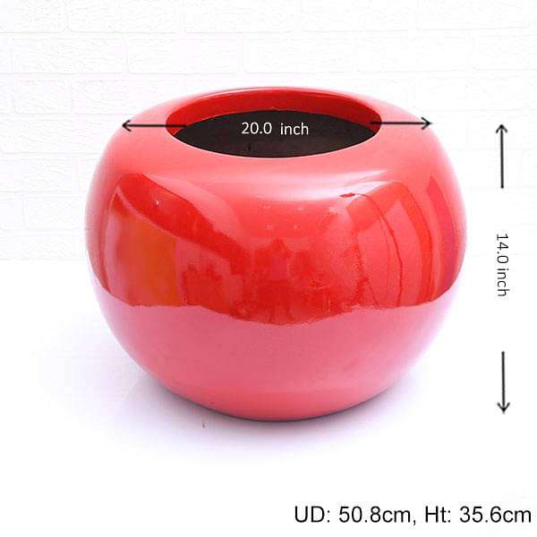 14 inch (36 cm) oth - 6 round fiberglass planter (red)