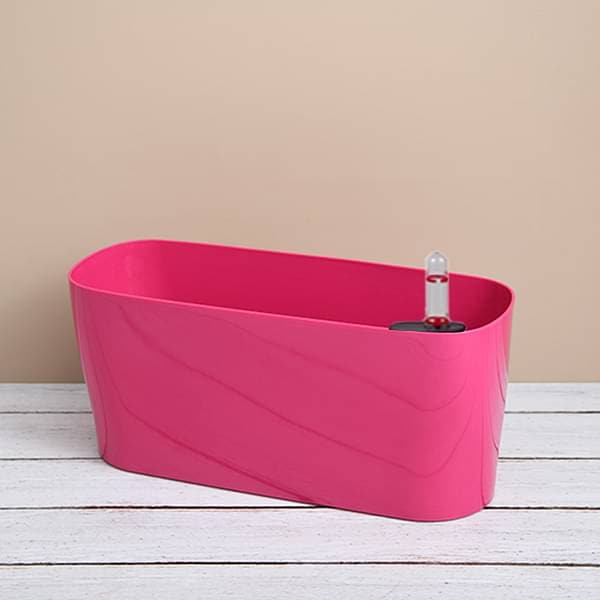 15.8 inch (40 cm) florida self watering oval plastic planter (dark pink) 