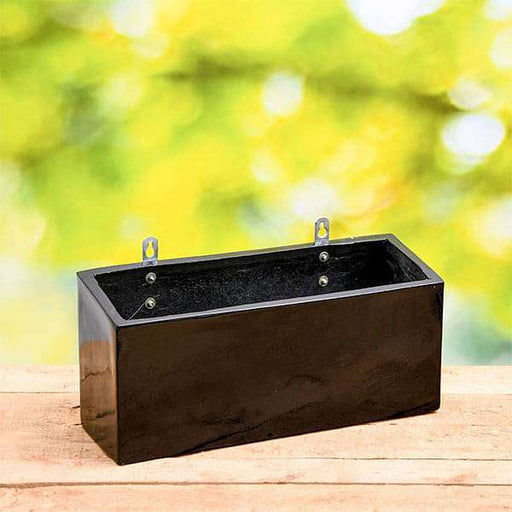 15 inch (38 cm) sml - 010 wall mounted rectangle fiberglass planter (black)