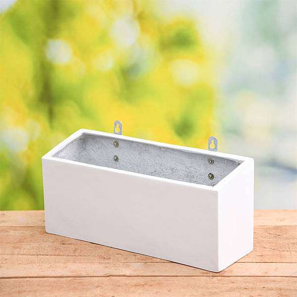 15 inch (38 cm) sml - 010 wall mounted rectangle fiberglass planter (white)