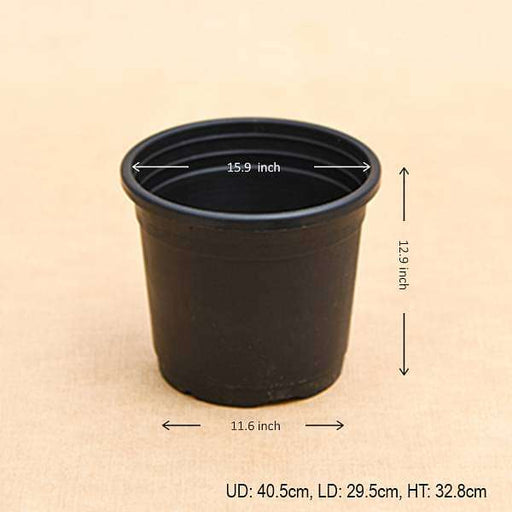 16 inch (41 cm) grower round plastic pot (black) (set of 3) 