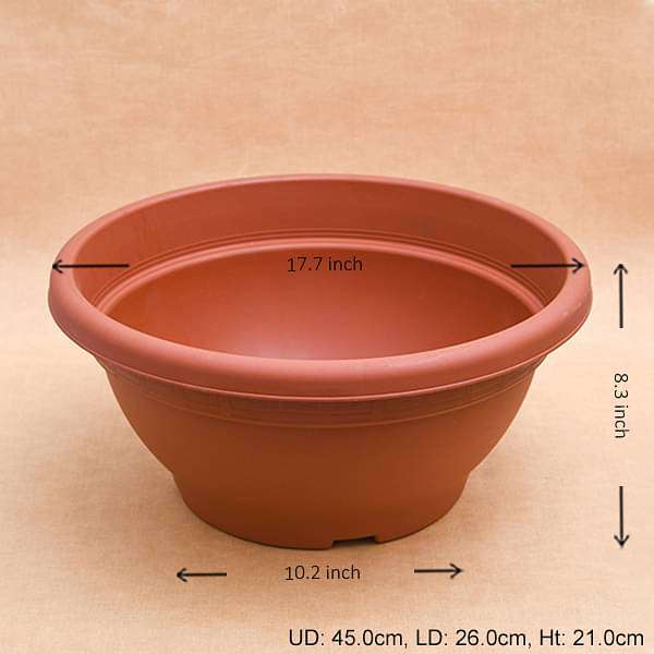 17.7 inch (45 cm) bowl no. 45 round plastic pot (terracotta color) (set of 3) 