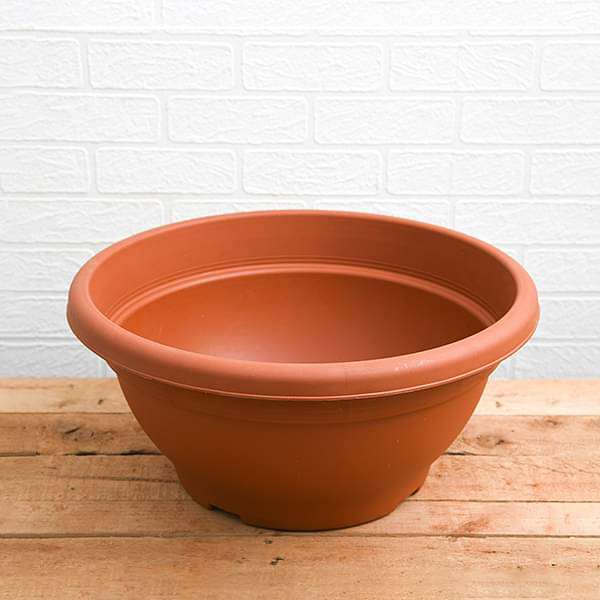 17.7 inch (45 cm) bowl no. 45 round plastic pot (terracotta color) (set of 3) 