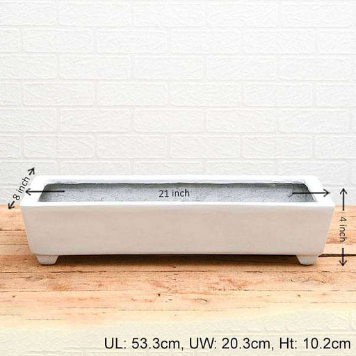 21 inch (53 cm) sml - 005 rectangle fiberglass planter (white)